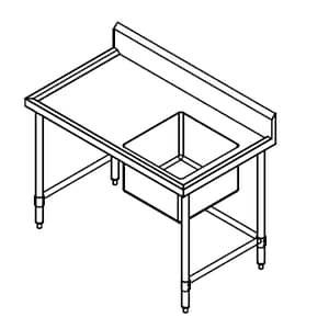 Kitchen Knock Full Stainless Steel Single Sink Bench Leg Brace Right 1800x600mm