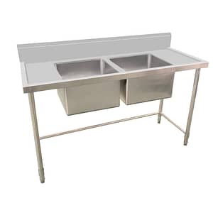Kitchen Knock Full Stainless Steel Double Sink Bench – 1500x700mm