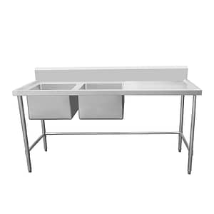 Kitchen Knock Stainless Steel Double Left Sink Bench 1500mm x 700mm 631582