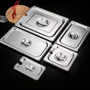 Kitchen Knock Stainless Steel Cover (Lid) for GN Pan 1/4 - Pack of 6