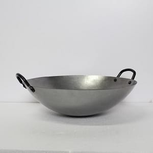 Kitchen Knock 17-Inch Steel Wok with Ears – Round Base Asian Iron Wok