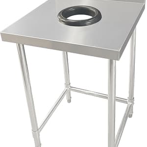 Kitchen Knock Stainless Steel Bench with Integrated Bin Hole
