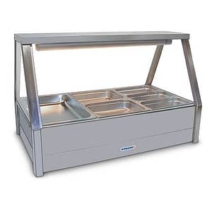 Roband E23RD Straight Glass Double Row Hot Food Display with Rear Doors, 6 x 1/2 size 65mm Included