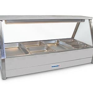 Roband E24 Straight Glass Double Row Hot Food Display | 8 x 1/2 Size Pans Included