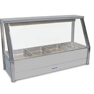 Roband E14 Hot Food Display – Straight Glass Single Row, 4 Pans