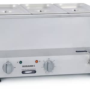 Roband BM2B Countertop Bain Marie - 3 x 1/3 Size Pans, Stainless Steel, 100mm Depth