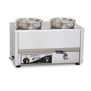 Roband BM2E Countertop Hot Pot Bain Marie - 2 x 200mm Round Pots, Stainless Steel