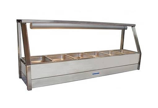 Roband E16RD Hot Food Display - Straight Glass with Roller Door, 6 Pans