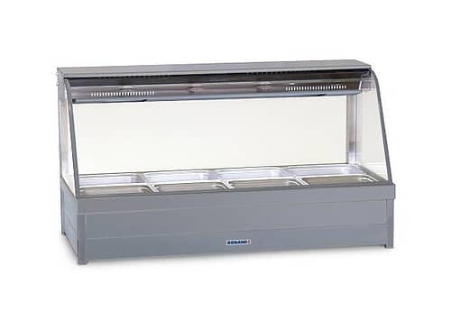 Roband C24RD Curved Glass Hot Food Display with Rear Doors, 8 x 1/2 size