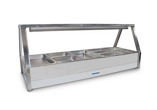 Roband E25RD Straight Glass Hot Food Display with Rear Doors, 10 x 1/2 size