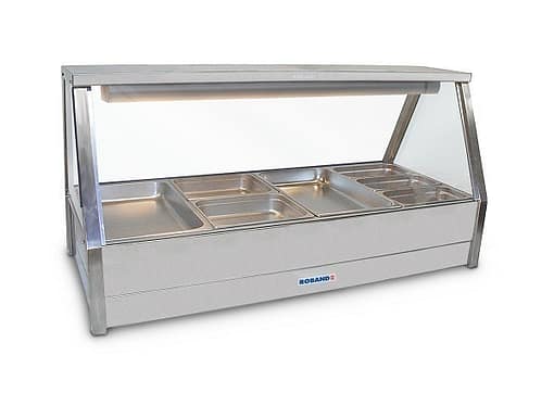 Roband E24RD Straight Glass Hot Food Display with Rear Doors, 8 x 1/2 size