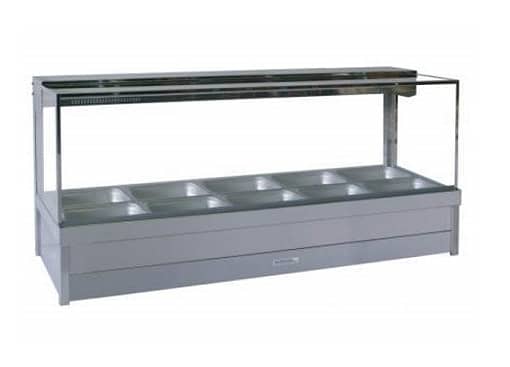 Roband S25 Double Row Square Glass Hot Foodbar - 10 pans included