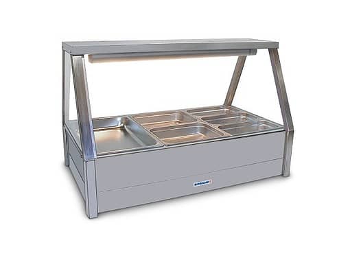 Roband E23RD Straight Glass Double Row Hot Food Display with Rear Doors, 6 x 1/2 size 65mm Included