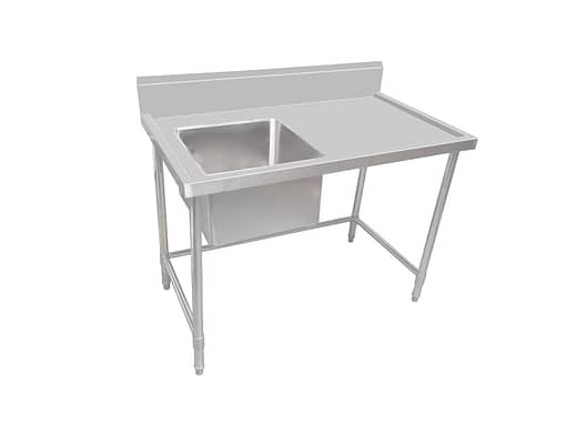 Kitchen Knock 900x700mm Stainless Steel Single Sink Bench - Left