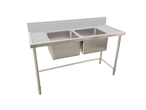 Kitchen Knock Full Stainless Steel Double Sink Bench – 1500x700mm