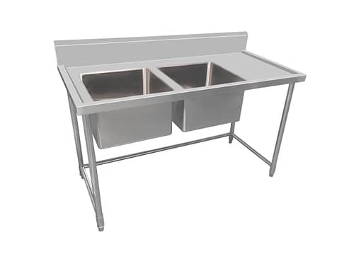 Kitchen Knock Full Stainless Steel Double Sink Bench – 1500x700mm