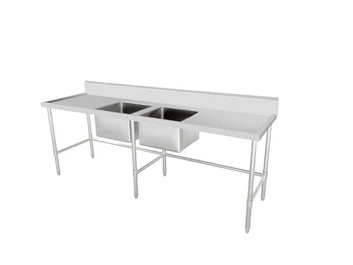 Kitchen Knock Full Stainless Steel Double Sink Bench Leg Brace Centre 2400x700mm