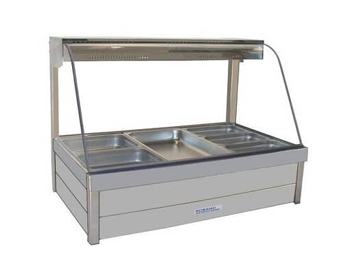 Roband C24RD Curved Glass Hot Food Display with Rear Doors, 6 x 1/2 size