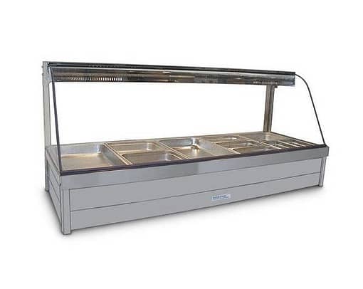 Roband C25RD Curved Glass Hot Food Display with Rear Doors, 10 x 1/2 size 65mm