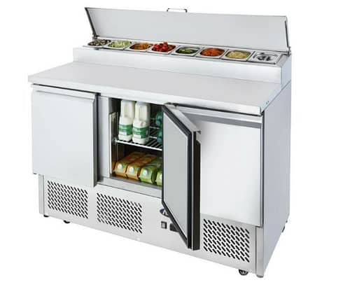 Atosa ESL3853 3-Door Open Top Saladette Fridge with Stainless Steel Prep Area - 1365mm