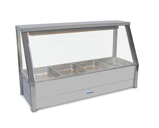 Roband E14RD Hot Food Display – Straight Glass with Roller Door, 4 Pans