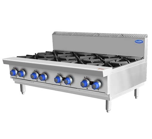 CookRite 8-Burner Open Gas Cooktop NG with Stainless Steel Construction