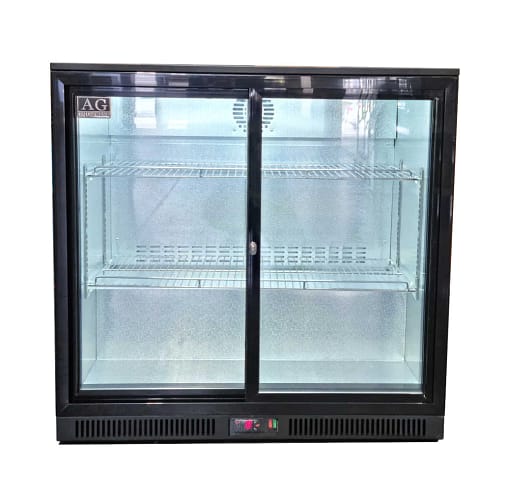 AG SpaceSaver 220L Twin Sliding Door Bar Fridge Black