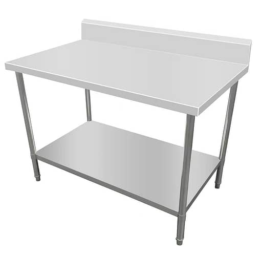 Kitchen Knock Stainless Steel Work Bench with Timber Layer Splashback 1800x600mm