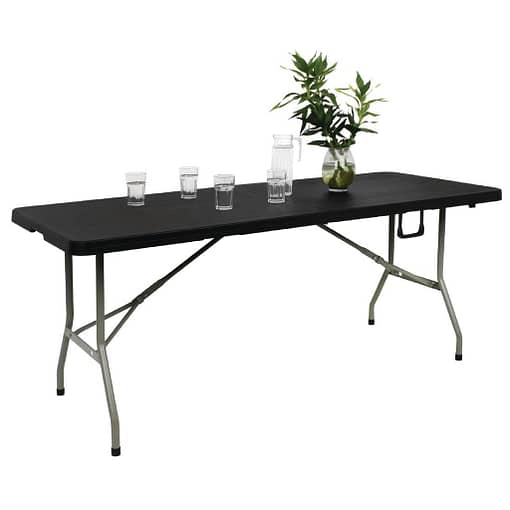 Bolero Centre Folding Black Table - 1.8m Long