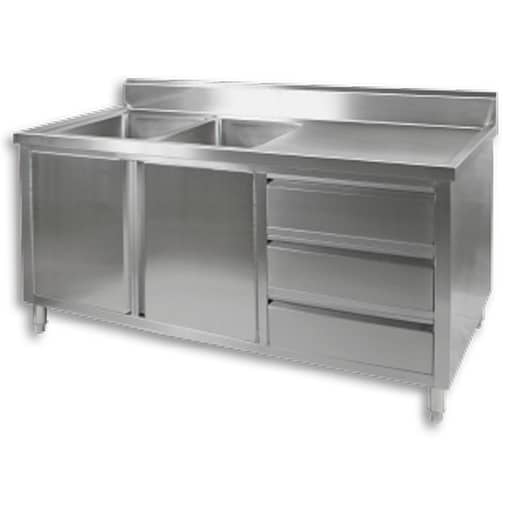 FED DSC-1800L-H All-Stainless Kitchen Cabinet with Sinks