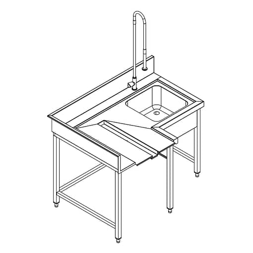 Fagor Pre-Rinsing Sink Bench with Basket Introductor MCFD-1000D - 1450mm x 1000mm
