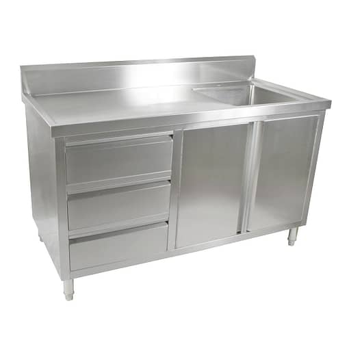 FED SC-6-1500R-H Stainless Steel Cabinet with Right Sink