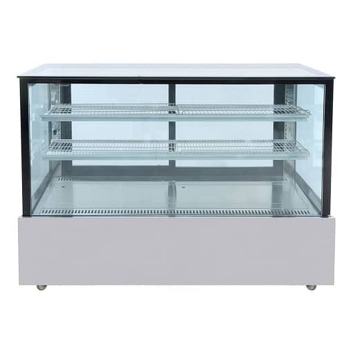SSU150-2XB Black Trim Square Glass Cake Display 2 Shelves 1500x700x1100 - Image 3