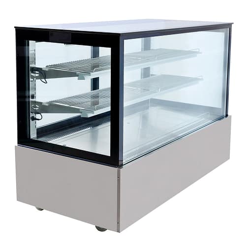 SSU150-2XB Black Trim Square Glass Cake Display 2 Shelves 1500x700x1100 - Image 2