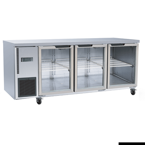 Stainless Steel Triple Glass Door Workbench Fridge - TL1800TNG-3D