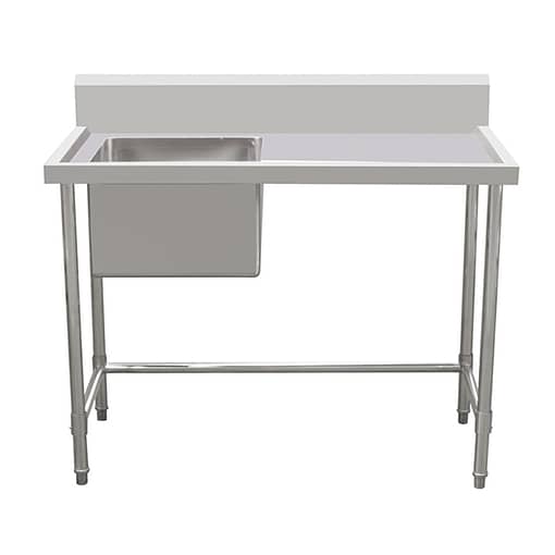 Kitchen Knock 1800x700mm Stainless Steel Sink Bench with Left Leg Brace