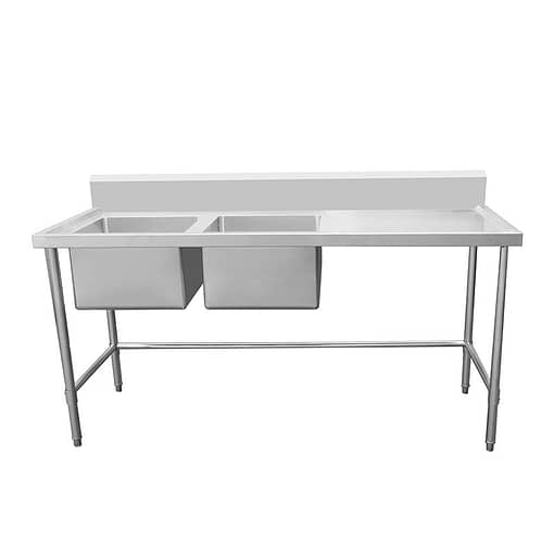 Kitchen Knock Stainless Steel Double Left Sink Bench 1500mm x 700mm 631582