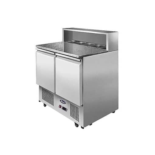 Atosa ESL3831 2-Door Pizza Table Marble Top Saladette Fridge - 900mm