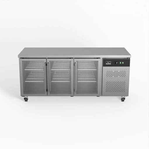 AG 3 Door Glass Worktop Fridge - 417L