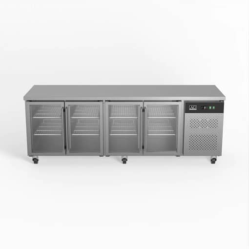 4 Door Worktop Fridge Glass Doors