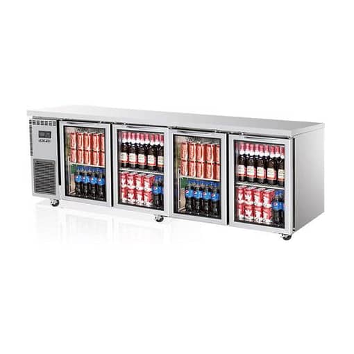 Turbo Air KGR24-4 Stainless Steel Undercounter Fridge with 4 Glass Doors – 2400mm