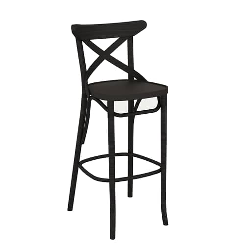 Paged Crossback 750 Bar Stool in Black - Elegant Bentwood Design