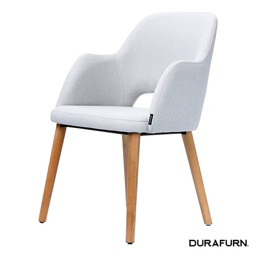 Furnlink Durafurn Sorbet Chair - Trojan Oak Legs, Light Grey Woven Fabric