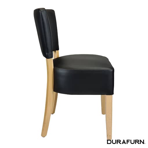 Memphis Club Chair - Black Dolaro Vinyl Seat and Backrest - Wenge Frame - Image 3