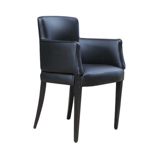 Omega Arles Armchair - Black Dolaro Vinyl - Wenge H