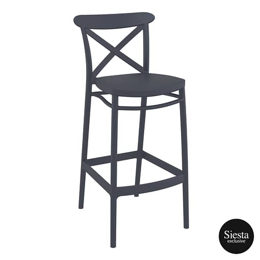 Commercial Grade Anthracite Cross Barstool 75 - Heavy Duty Bar Stool by Siesta, Turkey