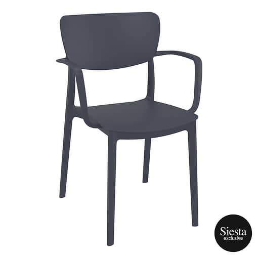 Commercial Grade Anthracite Lisa Armchair - Heavy Duty One-Piece Armchair by Siesta, Turkey