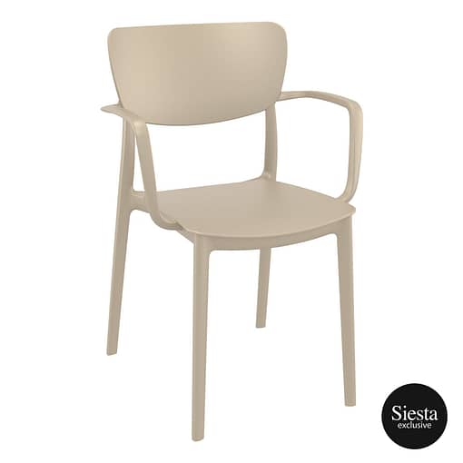 Commercial Grade Taupe Lisa Armchair - Heavy Duty One-Piece Armchair by Siesta, Turkey