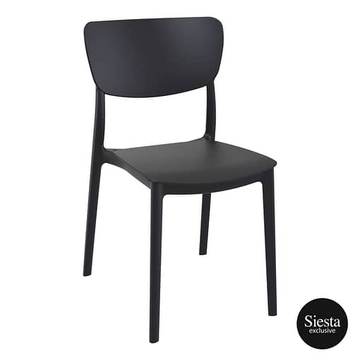 Commercial Grade Black Monna Chair - Heavy Duty One-Piece Chair by Siesta, Turkey