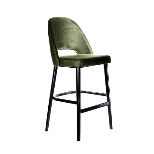 Avocado Velvet Semifreddo Stool with Sleek Black Legs